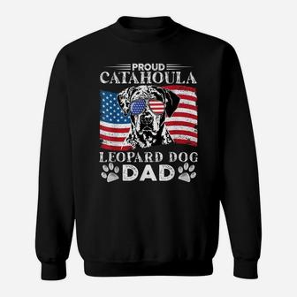 Proud Catahoula Leopard Dog Dad American Flag Patriotic Dog Sweatshirt | Crazezy AU