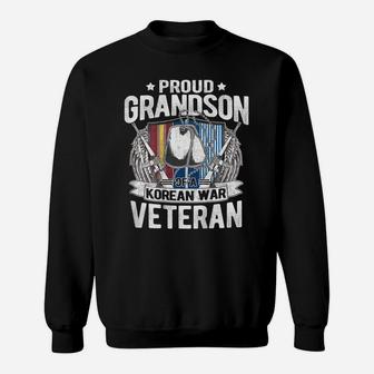 Proud Grandson Of Korean War Veteran Dog Tag Military Family Sweatshirt | Crazezy