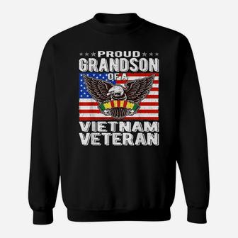 Proud Grandson Of Vietnam Veteran Patriotic Military Family Sweatshirt | Crazezy