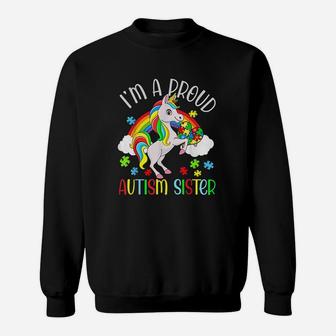 Proud Sister Awareness Cute Unicorn Puzzle Piece Sweatshirt | Crazezy UK