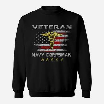 Proud Veteran Navy Corpsman T-Shirt Gifts For Men Sweatshirt | Crazezy CA