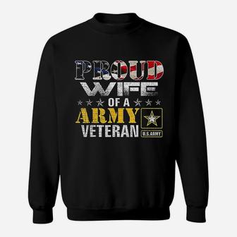 Proud Wife Of A Army Veteran American Flag Sweatshirt | Crazezy