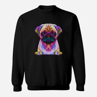 Pug Pop Art Colorful Portrait Carlino For Dog Lovers Sweatshirt | Crazezy AU