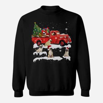 Pug Riding Red Truck Merry Christmas X-Mas Ugly Gift Sweatshirt | Crazezy CA