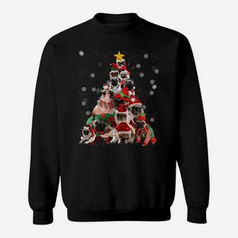 Pugs Christmas Tree Lights Funny Dog Xmas Gift Sweatshirt Sweatshirt | Crazezy CA