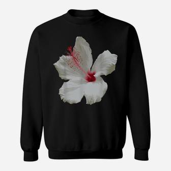 Pure White Hibiscus Tropical Flower Vector Sweatshirt | Crazezy