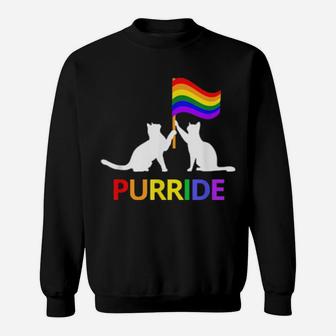 Purride Cute Vintage Lgbt Gay Lesbian Pride Cat Sweatshirt - Monsterry DE
