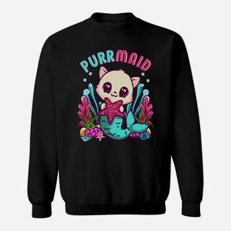 Purrmaid Cute Mermaid And Cat Gift For Girls Sweatshirt | Crazezy UK