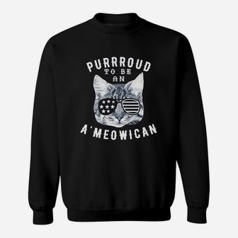 Purroud To Be An Ameowican Funny 4Th Of July Cat Sweatshirt | Crazezy UK
