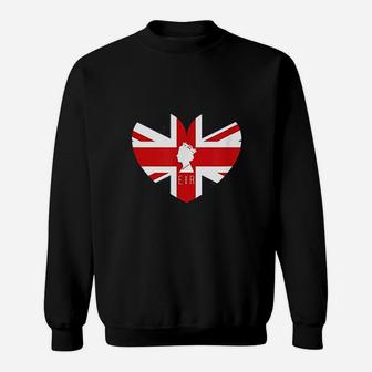 Queen Elizabeth Ii British Flag Heart Sweatshirt | Crazezy