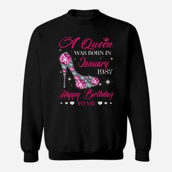 Queens 34Th Birthday Gift Queens Are Born In January 1987 Sweatshirt | Crazezy UK