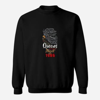 Queens Are Born In August 1986 Sweatshirt | Crazezy