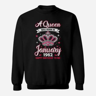 Queens Are Born In January 1982 Gift 39Th Birthday Gift Sweatshirt | Crazezy DE