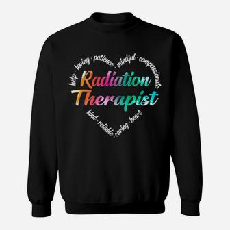 Radiation Therapist Heart Word Cloud Watercolor Rainbow Sweatshirt - Monsterry DE