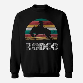 Rainbow Cowboy Rodeo Bucking Bronco Horse Retro Style Sweatshirt | Crazezy