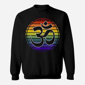 Rainbow Gay Pride Yoga Om Symbol Aum Meditation Namaste Love Sweatshirt - Monsterry CA