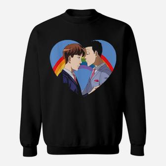 Rainbow Heart Lgbt Valentine's Day Matching Gay Couple Sweatshirt - Monsterry
