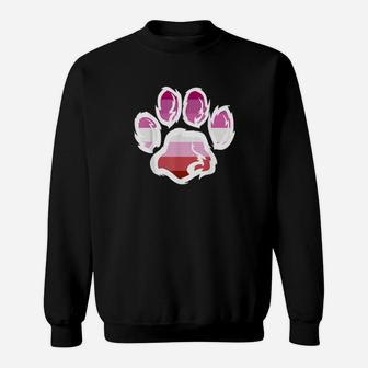Rainbow Lesbian Pride Furry Dog Paw Print Lgbt Sweatshirt - Monsterry AU