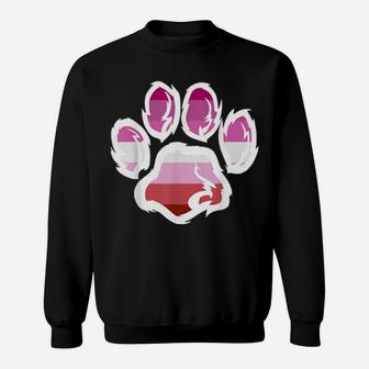 Rainbow Lesbian Pride Furry Dog Paw Print Lgbt Sweatshirt - Monsterry