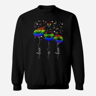 Rainbow Lgbt Flower Love Is Love Sweatshirt - Monsterry UK