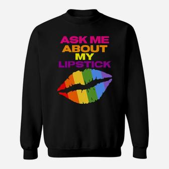 Rainbow Lips Gay Pride Stuff Lgbtq Drag Queen Lipstick Sweatshirt - Monsterry