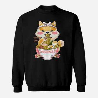 Ramen Dog Tshirt Shiba Inu Eating Japanese Food Sweatshirt | Crazezy
