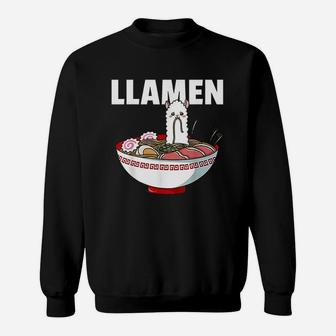 Ramen Llama Noodle Llamen Japanese Bowl Cup Miso Sweatshirt | Crazezy
