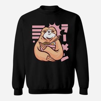 Ramen Noodles Sloth 90S Kawaii Anime Girl Japanese Aesthetic Sweatshirt | Crazezy DE