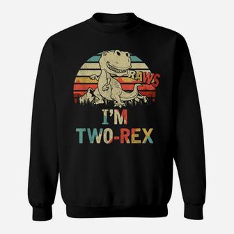 Raws I'm Two-Rex 2Nd Birthday Boy Kid Dinosaur Sweatshirt | Crazezy UK