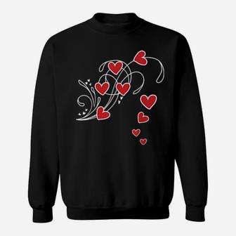 Red Hearts In Flower Shape For Romantics Sweatshirt - Monsterry DE