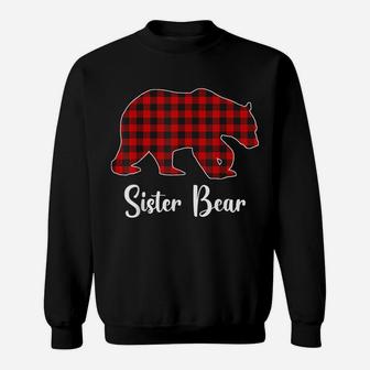 Red Plaid Bear Christmas Pajama Sister Matching Family Sweatshirt | Crazezy