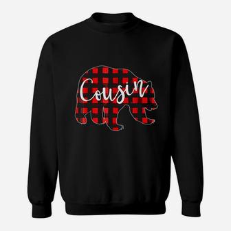 Red Plaid Cousin Bear Matching Pajama Family Buffalo Sweatshirt | Crazezy