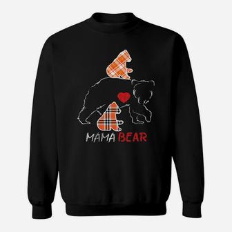 Red Plaid Flannel Bear Mama Proud Mom Family Matching Pajama Sweatshirt | Crazezy