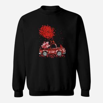 Red Truck Happy Valentines Day Cute Couple Matching Sweatshirt - Monsterry UK