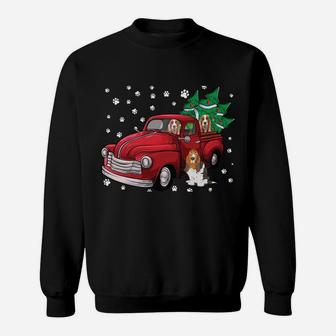 Red Truck Merry Christmas Tree Basset Hound Christmas Sweatshirt | Crazezy AU