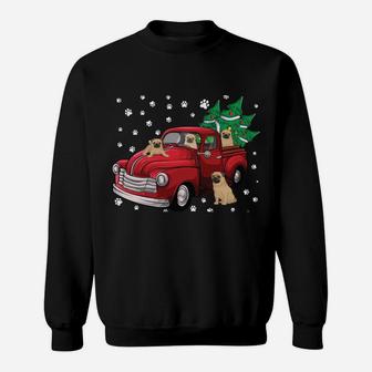 Red Truck Merry Christmas Tree Pug Dog Christmas Sweatshirt | Crazezy AU