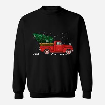 Red Truck Pick Up Christmas Tree Retro Vintage Xmas Gifts Sweatshirt | Crazezy