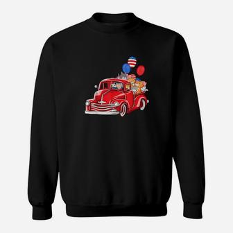 Red Truck With Cats 4Th Of July Balloon Costume Kid Sweatshirt - Monsterry DE