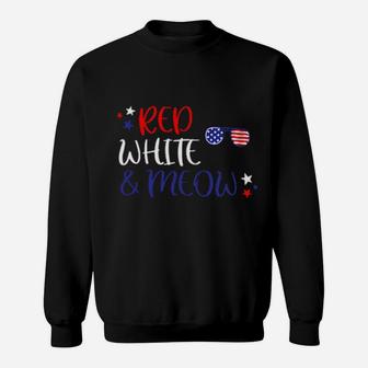 Red White And Meow 4Th Of July Sweater Sweatshirt - Monsterry