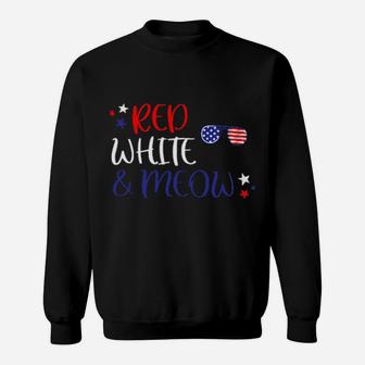 Red White And Meow 4Th Of July Sweatshirt - Monsterry CA