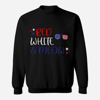 Red White And Meow 4Th Of July Sweatshirt - Monsterry CA