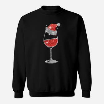 Red Wine Glass Christmas Funny Santa Hat Xmas Holiday Gifts Sweatshirt | Crazezy AU