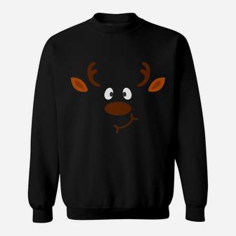 Reindeer Cute Christmas Animal Brown Face Costume Disguise Sweatshirt | Crazezy CA