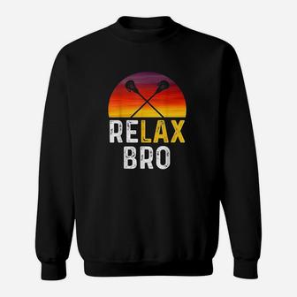 Relax Bro Vintage Surf Sun Design Lacrosse0 Sweatshirt | Crazezy