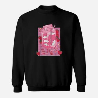 Retro 90S Strawberry Milk Shake Funny Japanese Kawaii Milk Sweatshirt | Crazezy CA