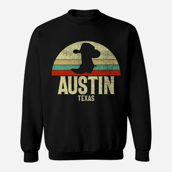 Retro Austin Texas Cowboy Hat On Cowboy Boot Vintage Sweatshirt Sweatshirt | Crazezy