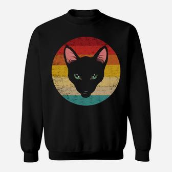 Retro Black Cat Lover Vintage Cats Cute Kitty Gift Sweatshirt | Crazezy