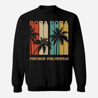 Retro Bora Bora French Polynesia Palm Trees Vacation Sweatshirt | Crazezy CA
