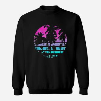 Retro Eighties 80S & 90S Beach Style Design With Palm Trees Sweatshirt | Crazezy