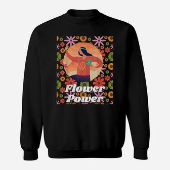 Retro Flower Power Peace Symbol Hippie Love Groovy Design Sweatshirt | Crazezy AU